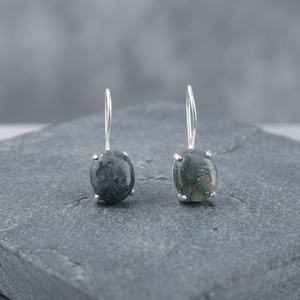 Boucles d'oreilles en agate mousse, bijoux artisanaux indiens, en argent sterling 925 plaqué, pour femmes et filles. - Product Image 6