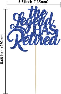 1 ชิ้น ท็อปเปอร์เค้กสีฟ้ากลิตเตอร์ ลาย The Legend Has Retired ตกแต่งเค้ก ขอบคุณสำหรับการเกษียณอย่างมีเกียรติ ลาลาที่มีความเครียด ต้อนรับเงินบำนาญ - Product Image 3