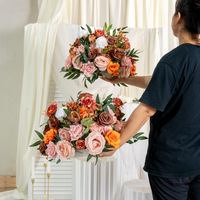 Boules de fleurs vintage en soie artificielle, style pastoral, pour centres de table de mariage, roses et pivoines transfrontalières
