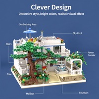 Set Blok Bangunan Vila Liburan Yunani Model Rumah Tiga Lantai Arsitektur Mediterania 3137 PCS DIY Hadiah Pajangan