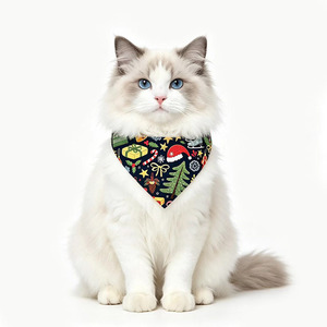 Yisi Écharpe de Noël triangulaire imprimée pour chat, à porter autour du cou, décoration - Product Image 3