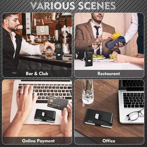 Portefeuille en aluminium anti-RFID avec logo personnalisé pour homme, pince à billets, faible MOQ, organisateur de cartes minimaliste pour poche avant, sans fermeture, 13 mm d'épaisseur - Product Image 6