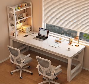 Bàn làm việc văn phòng hiện đại, bán trực tiếp từ nhà máy, có thể kéo dài, tích hợp giá sách, thích hợp làm bàn học và bàn chơi game. - Product Image 3