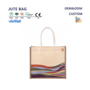 कस्टम फैक्टरी गर्म बिक्री अच्छी गुणवत्ता बर्प जूट टोटे बैग कस्टम लोगो इको शॉपिंग बैग कैनवास हैंडल टेक्सपेडे ब्रांड प्रचार - Product Image 1