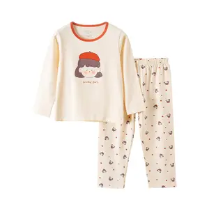 New Design Toddler Children Pjs Casual Long Sleeve Summer Cartoon Knitted Pajamas Baby Kids Girls' Sleepwear For Kids Pajamas