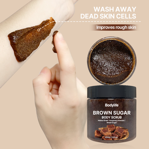 Gommage corporel au sucre brun biologique, blanchissant naturel, peau lisse, soin <span class=keywords><strong>spa</strong></span>, exfoliant, hydratant, nettoyage en profondeur - Product Image 3