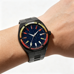 Reloj de Lujo con <span class=keywords><strong>Cielo</strong></span> Estrellado de Cuarzo, Bisel de Cristal Azul, Resistente al Agua 5ATM, Esfera Brillante, Polvo de <span class=keywords><strong>Estrellas</strong></span> Escarchado, Arcoíris, para Hombre - Product Image 1