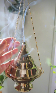 Hanging Brass <b>Incense</b> Burner Floral Carvings Hand-Made Eco-Friendly Indian <b>Incense</b> for Religious Use Chinese Style Aromatherapy - Product Image 6