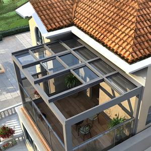 새로운 디자인 수축 유리 지붕 시스템 알루미늄 Pergola 자동 전기 개폐식 슬라이딩 절연 유리 지붕 채광창 - Product Image 1