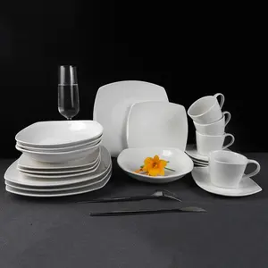 Italian supplier white cheap square dinner set, ceramic solid dinner set porcelain dinnerware set