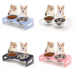 Alimentador elevado acrílico para animais de estimação cor azul, suporte elevado com <span class=keywords><strong>1</strong></span>/2/3 tigelas (2 quartos de capacidade), 3/8" de espessura - Product Image 3