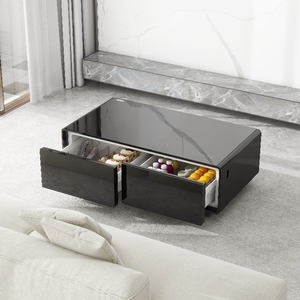 Mobili casa soggiorno moderno <span class=keywords><strong>vetro</strong></span> temperato legno nero <span class=keywords><strong>bianco</strong></span> intelligente <span class=keywords><strong>tavolino</strong></span> congelatore frigorifero <span class=keywords><strong>tavolino</strong></span> - Product Image 3