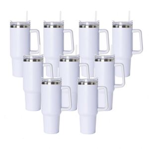 40oz BPA Free <b>Large</b> Capacity Outdoor Water Bottle Gifts White Blank Sublimation Insulated Travel <b>Mug</b> Tumbler with Lid and Straw - Product Image 1