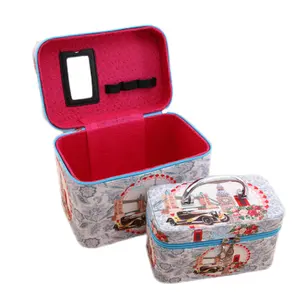 Travel souvenir paris souvenir cosmetic case with mirror portable cosmetic make up case bag for ladies