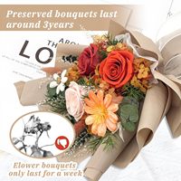 NOUVELLE ARRIVÉE Coffret Cadeau de Noël Fait Main Véritable Bouquet de Mariage Éternel de Petites Roses Naturelles Séchées et Conservées Longues