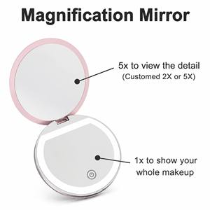 <span class=keywords><strong>Specchio</strong></span> LED da Trucco Pieghevole Mini da Viaggio per Donne, Ricaricabile, <span class=keywords><strong>con</strong></span> Ingrandimento 1X-5X su Entrambi i Lati e Design Tascabile - Product Image 5