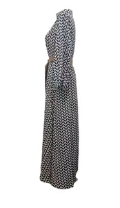 Cinturino da donna <span class=keywords><strong>con</strong></span> stampa geometrica di lunghezza media e lunga <span class=keywords><strong>con</strong></span> abito temperamento a <span class=keywords><strong>maniche</strong></span> a <span class=keywords><strong>tre</strong></span> <span class=keywords><strong>quarti</strong></span> - Product Image 4