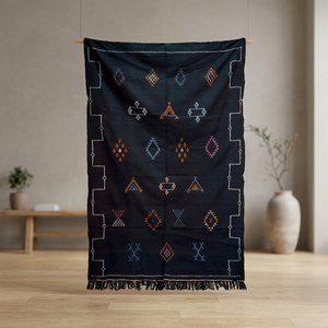 Alfombra Tribal Hecha a Mano, Alfombra Marroquí de Seda de Cactus, Alfombras Rectangulares con Base de Yute, para Sala de Estar, Venta al Por Mayor, Anudadas a Mano - Product Image 2