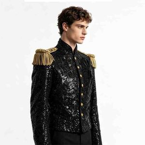 Veste à paillettes style danse de scène pour <span class=keywords><strong>homme</strong></span>, avec franges dorées aux épaules, en polyester et rayonne, costumes d'inspiration orientale pour chanteur, danseur, tenue de soirée - Product Image 5