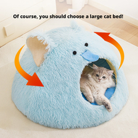 Lit pour animaux de compagnie en mousse à mémoire de forme écologique portable pour chat et chien, villa pour animaux de compagnie, niche fermée, toute saison, chaud en hiver, thermique, amovible, lavable