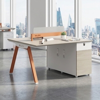 Poste de travail en îlot de bureau, bureau informatique moderne en bois, station de travail avec cloison pour employés, ensemble de mobilier de table pour personnel, vente en gros