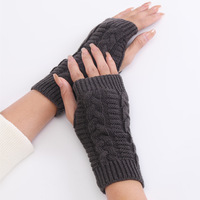 Gants demi-doigts en acrylique de Style pour femmes Chauffe-poignets tricotés côtelés pour l'automne hiver chaud froid chaussette Design de mode