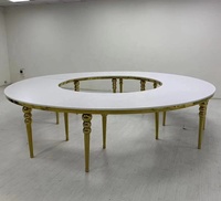 Table à manger pliante moderne de luxe en acier inoxydable, table serpentine demi-ronde, écologique, pour événements hôteliers et mariages