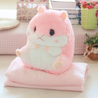 Offre Spéciale 3D MIGNON Animal Jouets Throw Doux Bébé Flanelle Corail Polaire Hamster En Peluche Animal 2 dans 1 oreiller Couverture