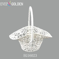 Panier pour demoiselle d'honneur EVER GOLDEN EG16023 en coton tissé, 24x18x12cm, tricoté à la main avec poignée pour décorations de mariage