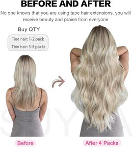 SUYYA Extensiones de <span class=keywords><strong>Cabello</strong></span> con Cinta Clip, <span class=keywords><strong>Cabello</strong></span> Humano Europeo Remy, 20 Piezas, 100g, Máquina de Trama de Piel Recta sin Costuras, Trama Doble, 18 - Product Image 5