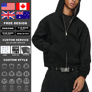 Veste courte à capuche en fourrure à double fermeture éclair pour homme KingSen de haute qualité, 100% coton peigné, sweat à capuche zippé pour l'hiver - Product Image 2