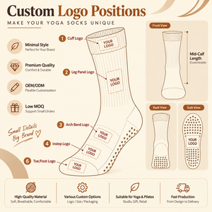 Equestrian Style Custom Logo Cream Rust Stripe Horse Embroidery Silicone Dot Non Slip Yoga <b>Socks</b> Pilates Grip <b>Socks</b> for Studio - Product Image 3