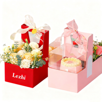 Boîte d'emballage cadeau décorative de fleur de mariage de taille personnalisée boîte de fantaisie recyclable portable transparente jaune mini fleur gâteau