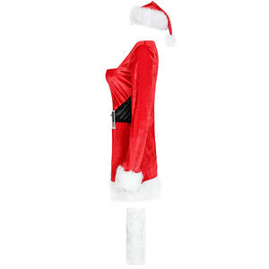 Costume de jour de noël scène rouge à manches longues robe <span class=keywords><strong>cheveux</strong></span> longs robe de noël adulte femme Costume - Product Image 4