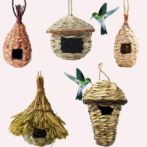 <span class=keywords><strong>Casa</strong></span> para Pájaros Hecha a Mano con Pasto Marino Natural, Nido de Pájaros Tejido Creativo, Decoración Colgante para Jardín, Refugio para Pájaros al Aire Libre - Product Image 1