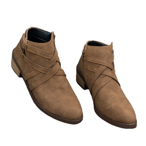 Bottines tissées à bout pointu pour femmes, nouvelle collection, talon épais, fermeture éclair latérale, grande taille, bottines courtes rétro - Product Image 5