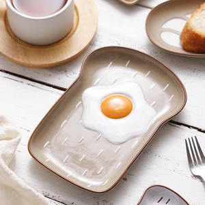 SYL ins style vaisselle créative en céramique assiette à pain assiette à dessert pour petit déjeuner assiette à <span class=keywords><strong>baguette</strong></span> assiette à toast vaisselle à pain colorée à la main - Product Image 2