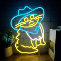 Néon LED USB solaire étanche, couleur personnalisée bleue, motif chien anime, décoration murale personnalisée, chiot néon pour entreprise automobile