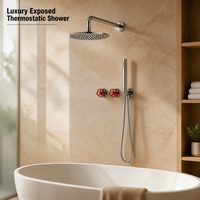 Ensemble de robinetterie de douche thermostatique apparente haut de gamme, corps en cuivre, finition chromée, cartouche céramique, fourniture OEM ODM pour salle de bain