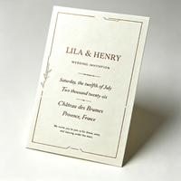 Carte d'invitation de mariage classique européenne gaufrée et imprimée numériquement, carte formelle pour invités de cérémonie et de banquet, taille personnalisée