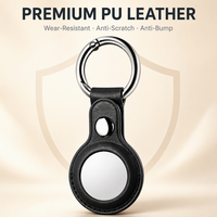 Étui de protection en cuir PU anti-perte avec porte-clés et anneau porte-clés