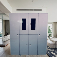 Casier de garde-robe moderne de luxe en plastique ABS à six portes avec fenêtre transparente pour salle de sport à domicile pour le rangement des vêtements dans la chambre à coucher