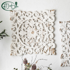 Decoración de pared estilo rústico americano, cuadrada, blanca, de MDF, para la sala de estar, decoración del hogar - Product Image 2