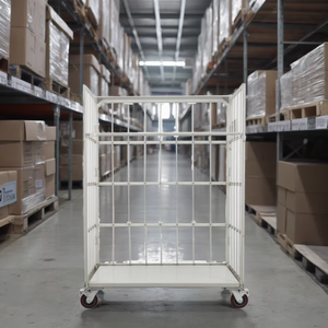 공장 맞춤형 고품질 널리 사용되는 접이식 네스팅 물류용 철제 금속 분해 가능 ISO9001 메쉬 롤 케이지 트롤리 - Product Image 3