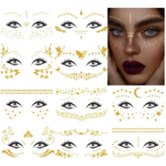 Design assortito oro adesivi per il viso per il trucco resina adesivi adesivi acrilici stampati - Product Image 1