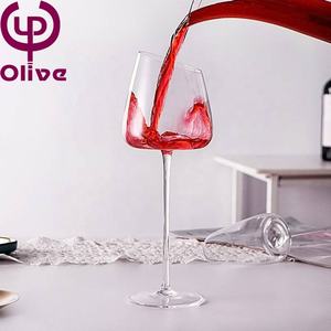 Bar mariage Couple Champagne flamant rose soufflé à la main cristal grande <span class=keywords><strong>tige</strong></span> bouche inclinée Transparent rose couleur vin gobelet verres - Product Image 4