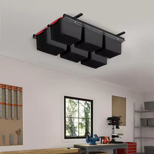 <span class=keywords><strong>Estante</strong></span> de almacenamiento deslizante de alta resistencia ajustable, sistema de almacenamiento de cubo de techo amarillo para herramientas de mano superior, estantes de garaje - Product Image 2