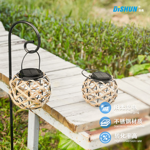 Solar Garden Lantern With <b>Rope</b> Mesh Design Hanging Outdoor <b>LED</b> Light For Patio Yard Decor - Product Image 5