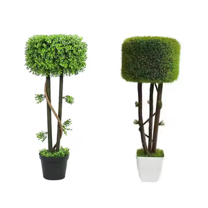 Plante verte artificielle en pot plastique de buis bonsaï utilisé pour la décoration intérieure et extérieure - Product Image 4