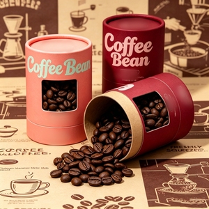 Tubo de Papel Biodegradable de Tamaño Personalizado, Caja Cilíndrica con Ventana Transparente de PVC para Empaque de Granos de Café y Dulces - Product Image 1